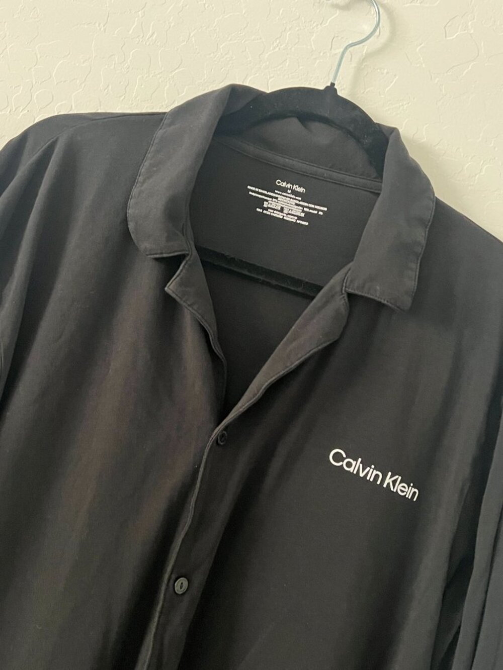 Calvin Klein Black Pajama Top Button Front Lounge Sleep Shirt Women’s Medium Mod